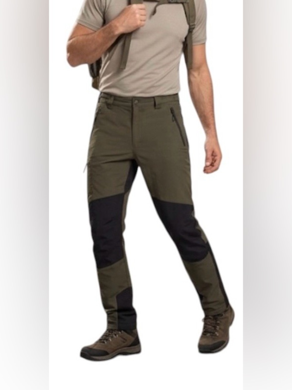 Mountain Warehouse Men's Technical Trekking Pants - Olive Green / Black Size 34R